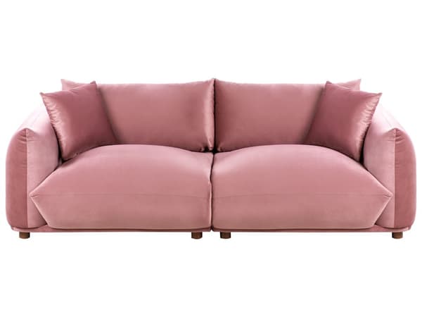 Stoffsofa Rosa Fløyel Polstring 3-seter med Pynteputer Stue Sofa
