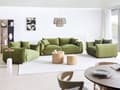 Miniatyrbilde 4 av 11: Stoffsofa Grønn Fløyel Polstring 3-seter med Pynteputer Stue Sofa