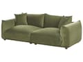 Miniatyrbilde 5 av 11: Stoffsofa Grønn Fløyel Polstring 3-seter med Pynteputer Stue Sofa