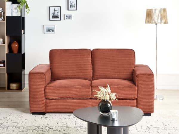 Sofa Brun Fløjl 2 Personers Bredriflet Fløjlsofa Blød Stofsofa til Stuen Loveseat Moderne Inspiration Stue Møbel Riflet Siddemøbel