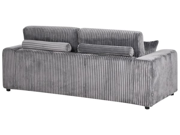 Sofa Grå Fløjl 3 Personers Bredriflet Fløjlsofa Blød Stofsofa til Stuen Flydersofa Moderne Inspiration Stue Møbel Riflet Siddemøbel