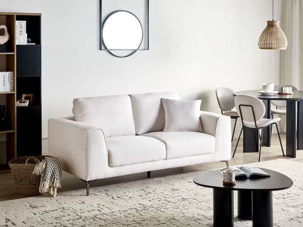 Sofa Hvid Stof 2 Personers Loveseat Blød Stofsofa til Stuen To Mands Designsofa Moderne Inspiration Stue Møbel Topersoners Siddemøbel