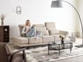 Miniatyrbilde 4 av 11: 3-seters Sofa Beige Polyester Polstring Stålben Justerbare Armlener og Ryggstøtte Stue Møbler