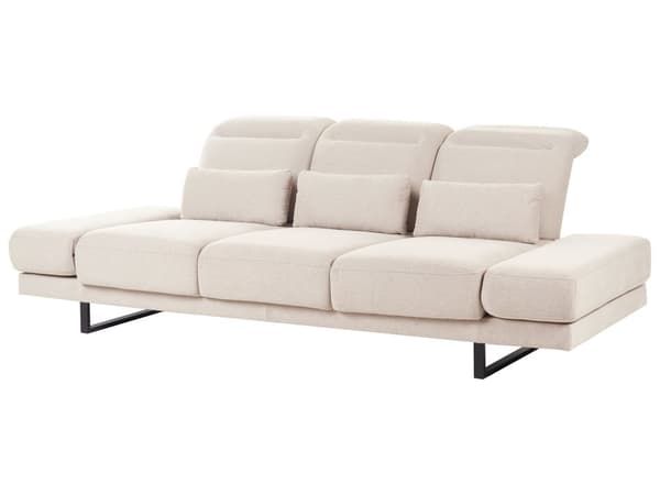 3-seters Sofa Beige Polyester Polstring Stålben Justerbare Armlener og Ryggstøtte Stue Møbler