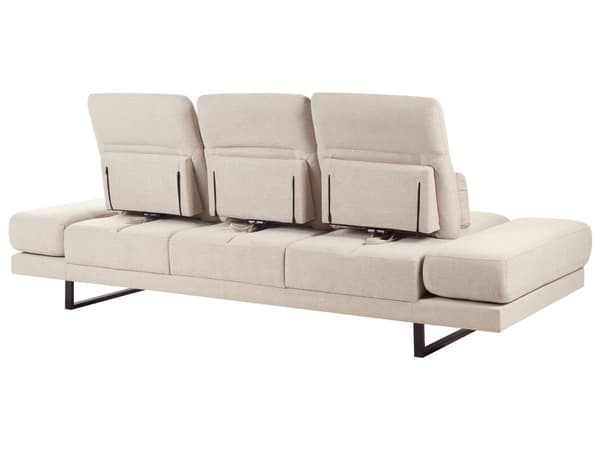 3-seters Sofa Beige Polyester Polstring Stålben Justerbare Armlener og Ryggstøtte Stue Møbler
