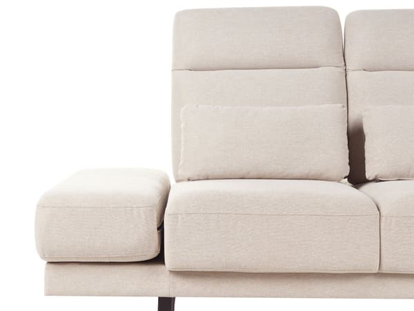 3-seters Sofa Beige Polyester Polstring Stålben Justerbare Armlener og Ryggstøtte Stue Møbler