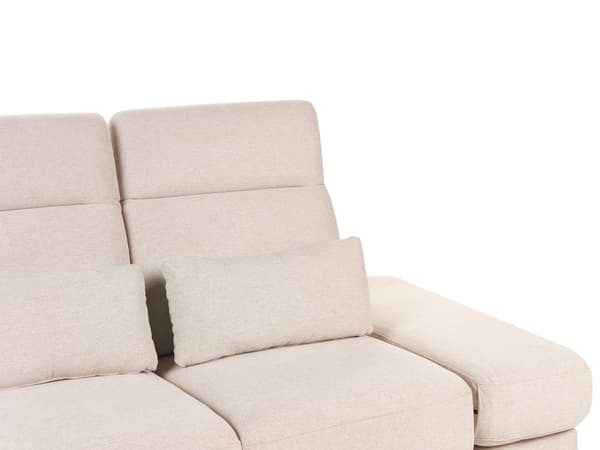 3-seters Sofa Beige Polyester Polstring Stålben Justerbare Armlener og Ryggstøtte Stue Møbler