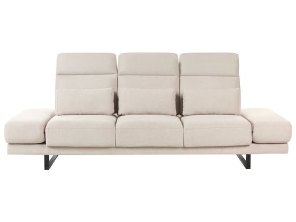 3-seters Sofa Beige Polyester Polstring Stålben Justerbare Armlener og Ryggstøtte Stue Møbler