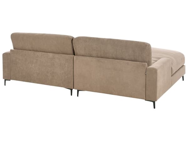 Høyre Hjørnesofa Brunt Stoff Vannavvisende Metall Svart Ben Ferdigbehandlet Rygg 3 Seter L-formet Stue i Moderne Stil