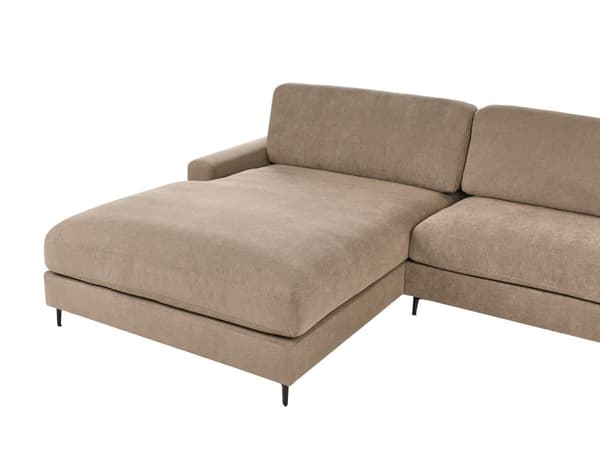 Høyre Hjørnesofa Brunt Stoff Vannavvisende Metall Svart Ben Ferdigbehandlet Rygg 3 Seter L-formet Stue i Moderne Stil