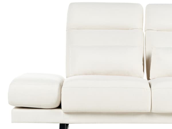 3-seters Sofa Off-White Polyester Polstring Stålben Justerbare Armlener og Ryggstøtte Stue Møbler