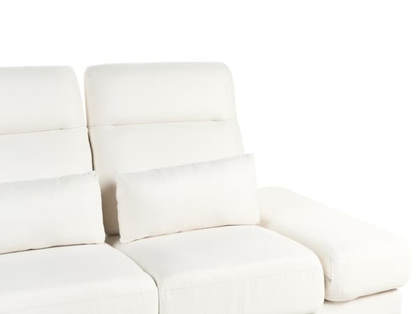 3-seters Sofa Off-White Polyester Polstring Stålben Justerbare Armlener og Ryggstøtte Stue Møbler