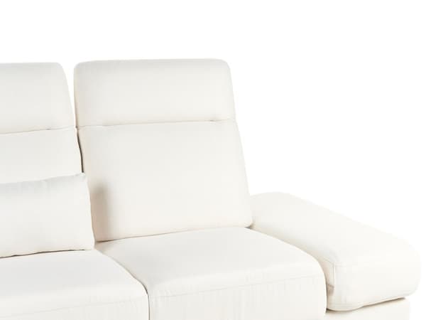 3-seters Sofa Off-White Polyester Polstring Stålben Justerbare Armlener og Ryggstøtte Stue Møbler
