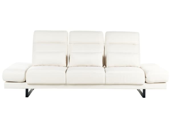 3-seters Sofa Off-White Polyester Polstring Stålben Justerbare Armlener og Ryggstøtte Stue Møbler