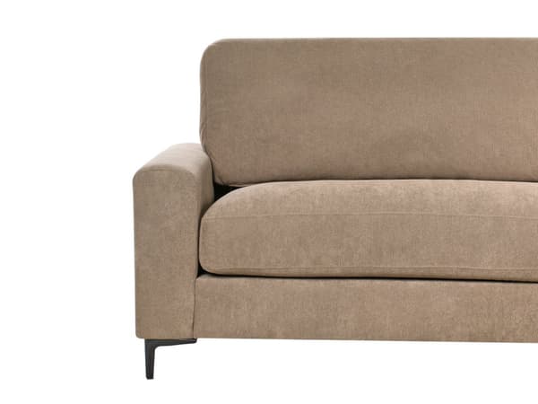 Venstre Hjørnesofa Brunt Stoff Vannavvisende Metall Svart Ben Ferdigbehandlet Rygg 3 Seter L-formet Stue i Moderne Stil