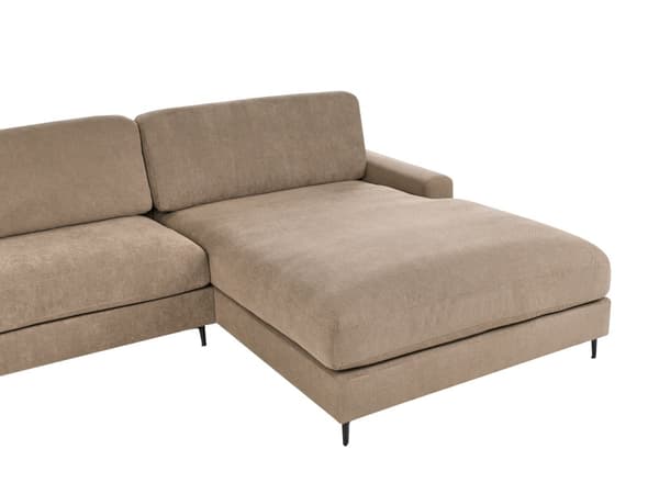 Venstre Hjørnesofa Brunt Stoff Vannavvisende Metall Svart Ben Ferdigbehandlet Rygg 3 Seter L-formet Stue i Moderne Stil