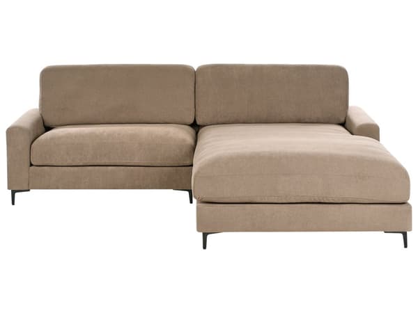 Venstre Hjørnesofa Brunt Stoff Vannavvisende Metall Svart Ben Ferdigbehandlet Rygg 3 Seter L-formet Stue i Moderne Stil