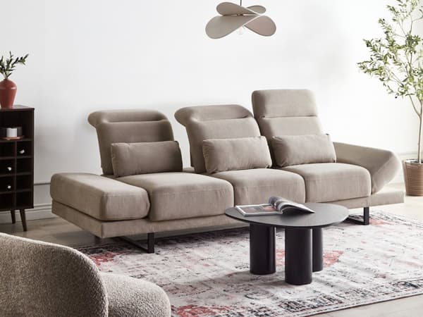 Sofa Taupe Polyester 3 Personers Moderne Stofsofa Justerbar Armlæn Designsofa til Stue Moderne Siddemøbel