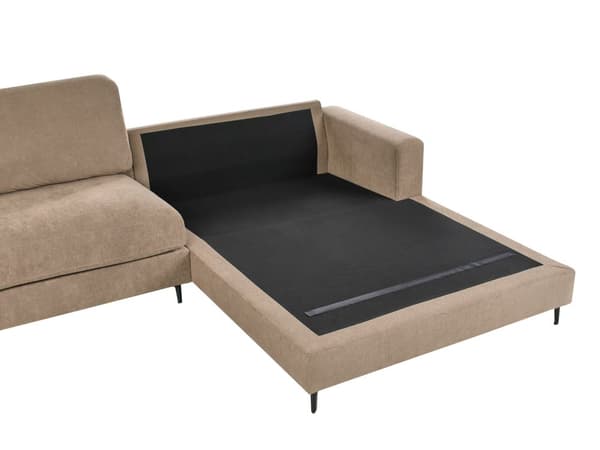 Hjørnesofa med Chaiselong Brun Polyester 3 Personers Sofa L Formet Sofa Dyb Blød Stofsofa Design Venstrevendt