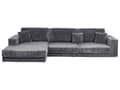 Miniatyrbillede 5 af 11: Hjørnesofa med Chaiselong Mørkegrå Fløjl 4 Personers Sofa L Formet Dyb Sofahjørne Siddemøbel Blød Stofsofa Venstrevendt Flydersofa