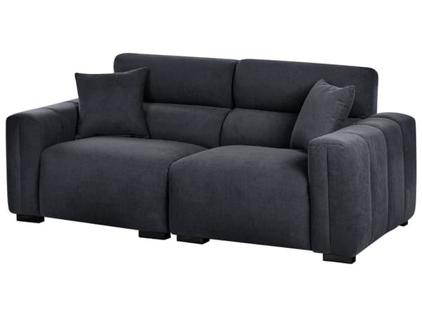 Sofa Sort Polyester 3 Personers Bred Flydersofa til Stue Stofsofa Moderne Siddemøbel med Ekstra Rygpuder Designsofa