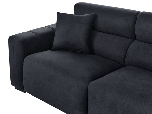 Sofa Sort Polyester 3 Personers Bred Flydersofa til Stue Stofsofa Moderne Siddemøbel med Ekstra Rygpuder Designsofa