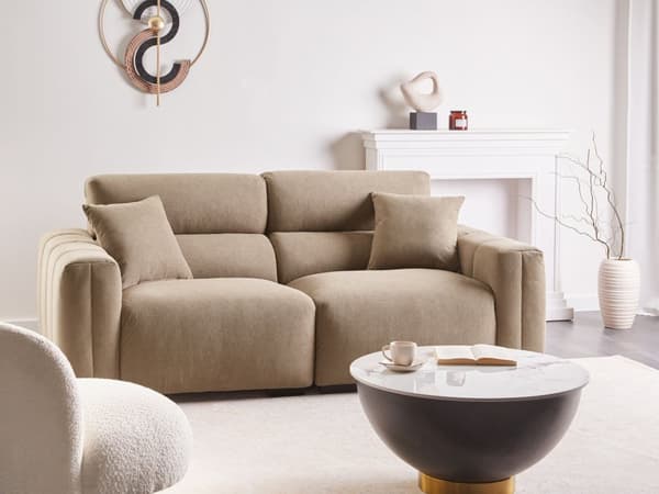 Sofa Lysebrun Polyester 3 Personers Bred Flydersofa til Stue Stofsofa Moderne Siddemøbel med Ekstra Rygpuder Designsofa