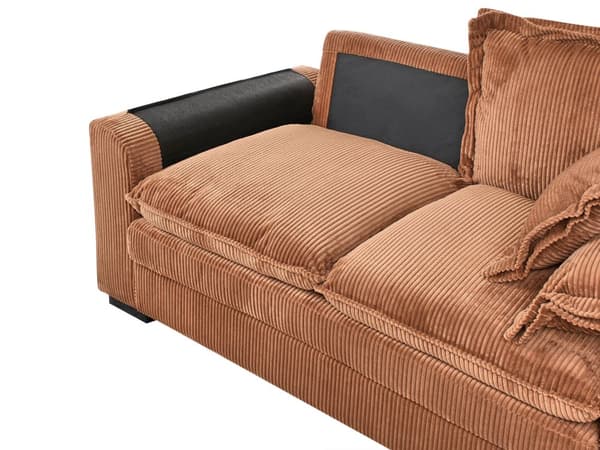 2-seters Sofa Brun Kordfløyel Polstring Ekstra Puter Stue Møbler