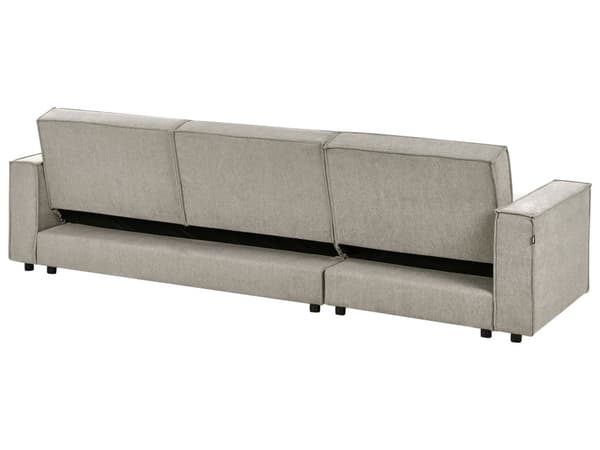 Høyrevendt Hjørnesofa Beige Stoff Polstret 3-seters L-formet Seng