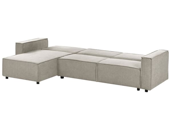 Høyrevendt Hjørnesofa Beige Stoff Polstret 3-seters L-formet Seng