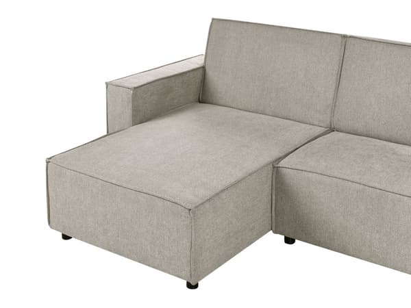 Høyrevendt Hjørnesofa Beige Stoff Polstret 3-seters L-formet Seng