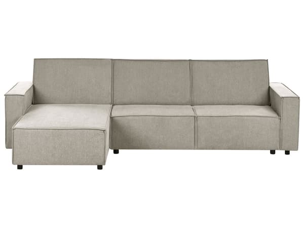 Høyrevendt Hjørnesofa Beige Stoff Polstret 3-seters L-formet Seng