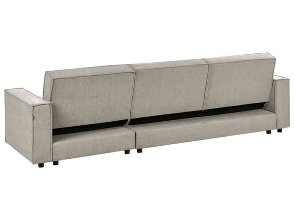 Venstrevendt Hjørnesofa Beige Stoff Polstret 3-seters L-formet Seng