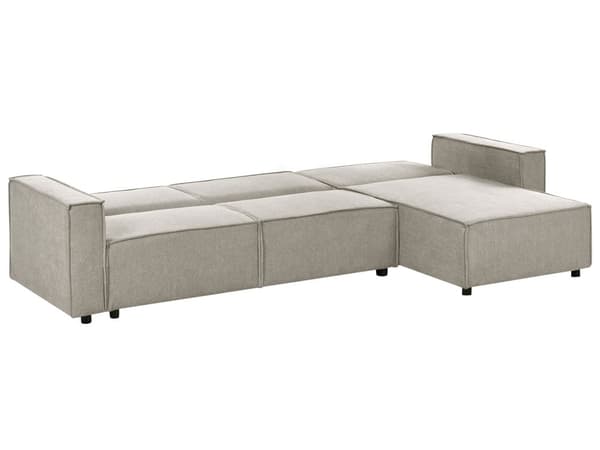 Venstrevendt Hjørnesofa Beige Stoff Polstret 3-seters L-formet Seng