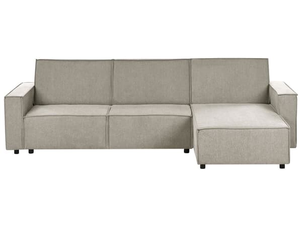Venstrevendt Hjørnesofa Beige Stoff Polstret 3-seters L-formet Seng