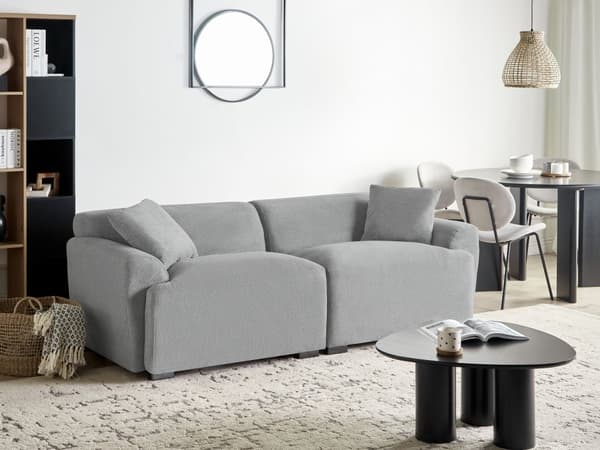 3-seters Sofa Grå Stoff Sofa Ekstra Puter Moderne Minimalistisk Stue Møbler