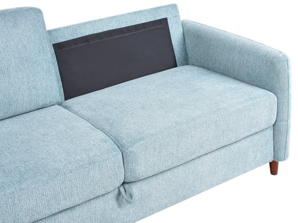 Sofa Blå Polyester 3 Personers Tyk Polstret Dyb Blød Stofsofa med Opbevaring til Stuen Vintage Retro Stue Møbel Klassisk