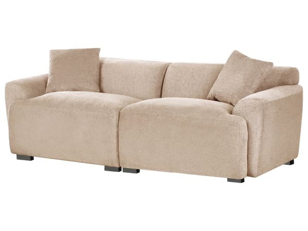 3-seters Sofa Beige Stoff Sofa Ekstra Puter Moderne Minimalistisk Stue Møbler