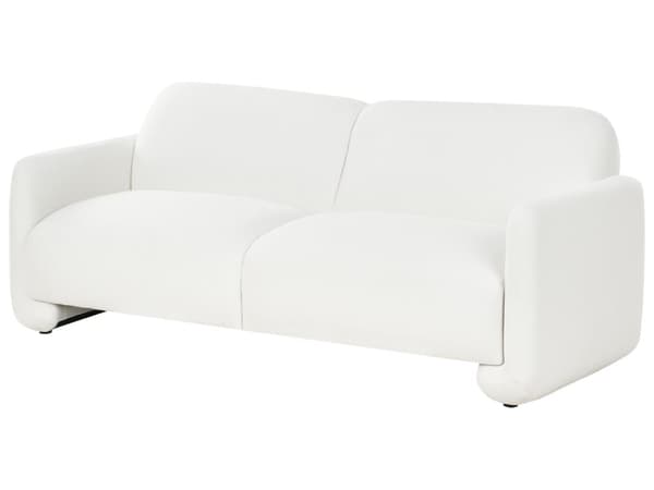 Sittegruppe Hvit Polyesterstoff 3-seters sofa Lenestol Retro stil Stue Sofagruppe