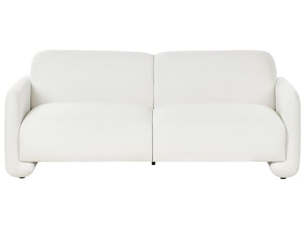 Sittegruppe Hvit Polyesterstoff 3-seters sofa Lenestol Retro stil Stue Sofagruppe