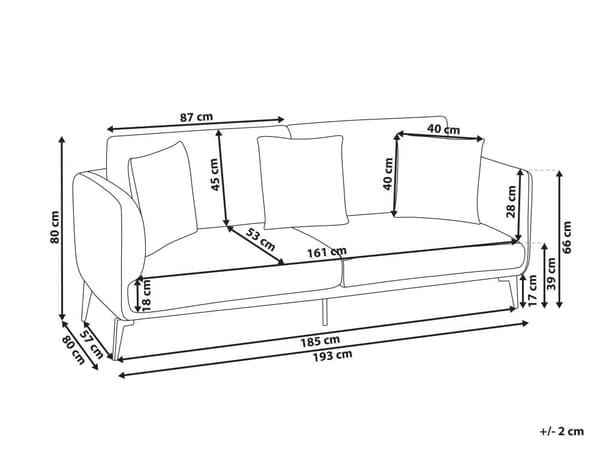 Sofa Off White Boucletrekk Metallben med Puter Moderne Design