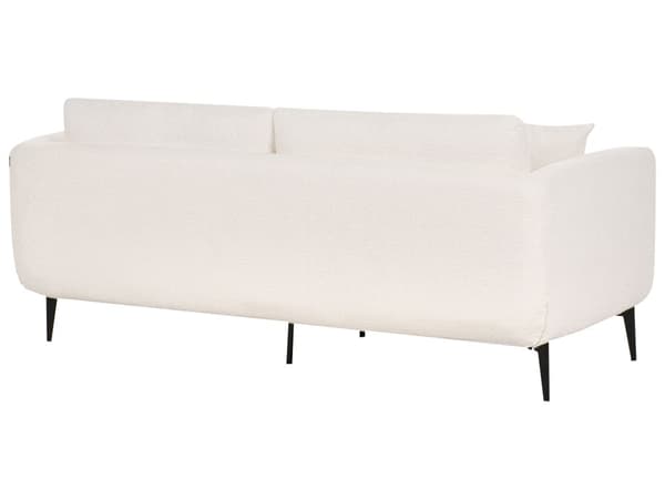 Sofa Off White Boucletrekk Metallben med Puter Moderne Design