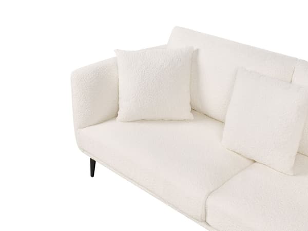 Sofa Off White Boucletrekk Metallben med Puter Moderne Design