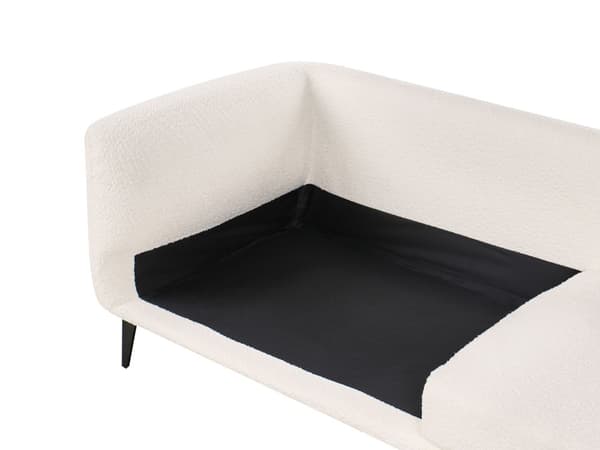 Sofa Off White Boucletrekk Metallben med Puter Moderne Design