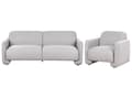 Miniatyrbilde 1 av 11: Sittegruppe Grå Polyesterstoff 3-seters sofa Lenestol Retro stil Stue Sofagruppe
