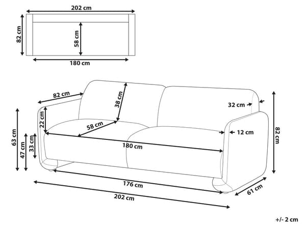 Sofa Gyllenbrun Polyesterstoff 3-seter Bred rygg og armlener Retro stil Stue