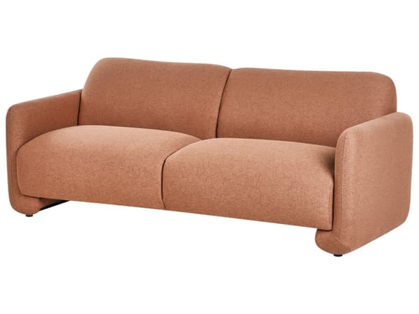 Sofa Gyllenbrun Polyesterstoff 3-seter Bred rygg og armlener Retro stil Stue