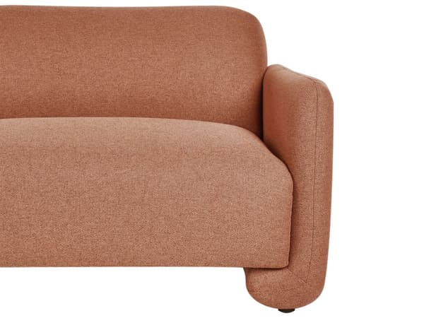 Sofa Gyllenbrun Polyesterstoff 3-seter Bred rygg og armlener Retro stil Stue
