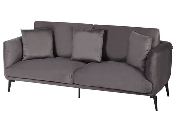 Sofa Taupe Fløyelstrekk Metallben med Puter Moderne Design