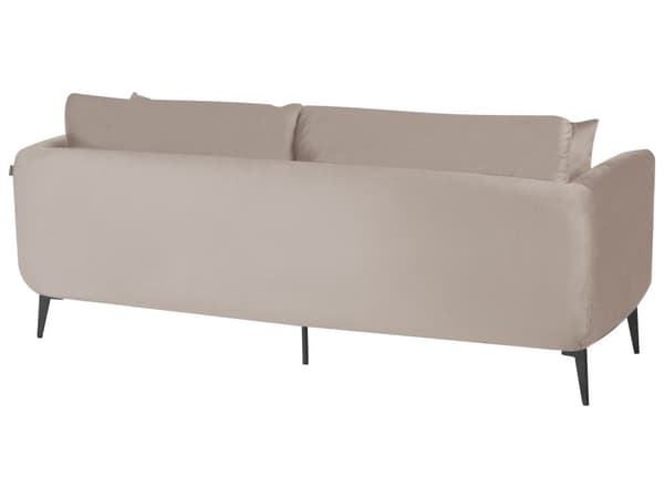Sofa Beige Fløyelstrekk Metallben med Puter Moderne Design